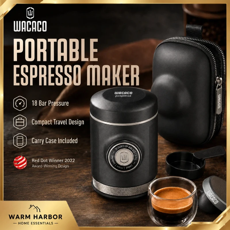 WACACO Picopresso Portable Espresso Maker 18 Bar Pressure Specialty Coffee Machine Travel Brewer Camping Outdoor Home Barista