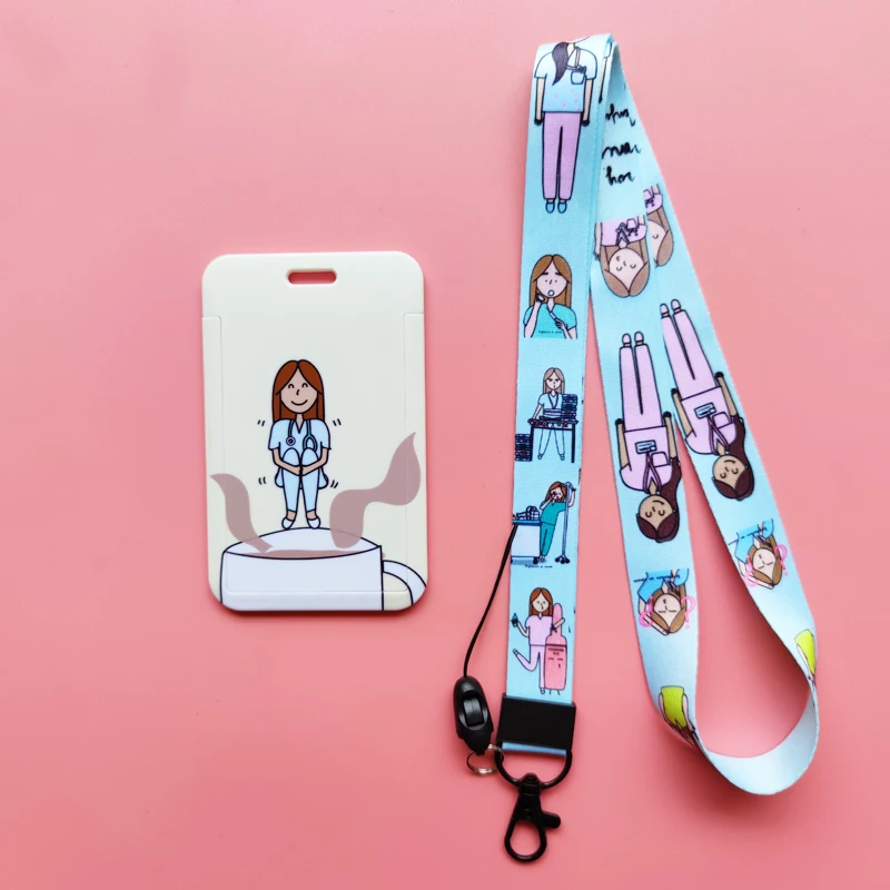 Neue Kreative Arzt Krankenschwester Lanyards ID Abzeichen Halter Frauen Karte Halter Hängen Seil Mädchen Lanyard Karte Fall Versenkbare Clip – Detail 18
