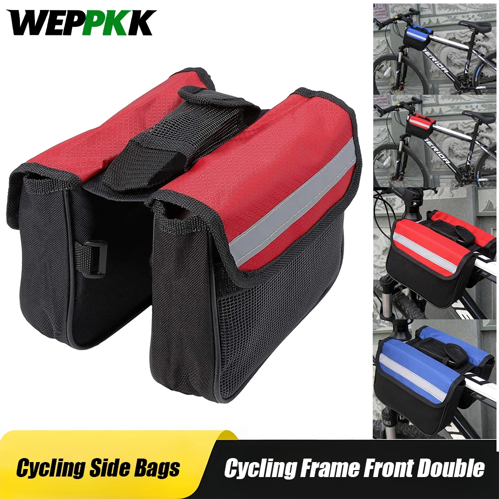 1Pcs Cycling Side Bags, Bike Cycling Frame Saddle Front Tube Bag Double Side Pouch Black,Bike Rack Carrier Saddle Bag Bike Acces