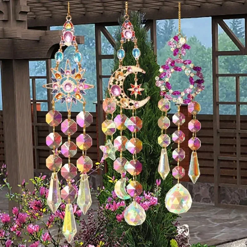 2025 Sun Catcher Ornament Crystal Sun Star Prism Rainbow Maker Light Sun Catcher Home Window Outdoor Hanging Ornament Art Craft