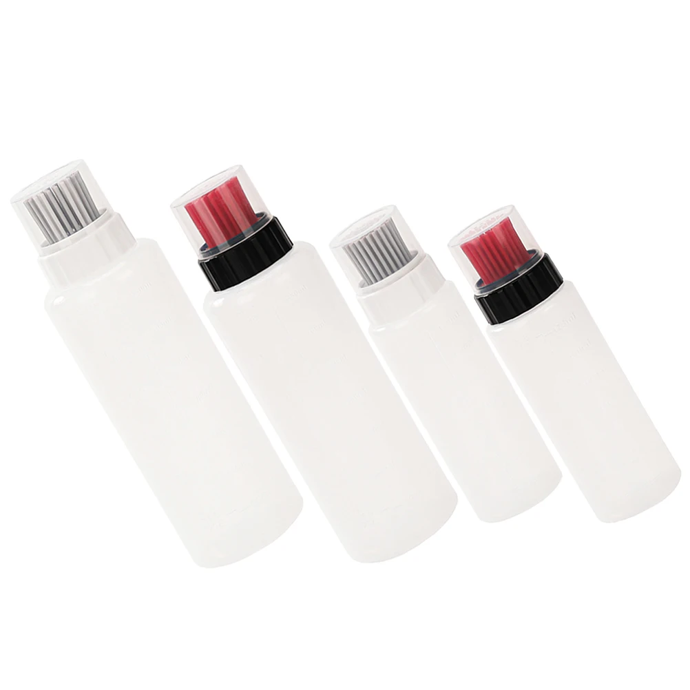 

4 Pcs Silicone Brush Head Oil Bottle 175ml Gray Red 350ml Gray Red Reusable Leak Proof Kitchen Oil Dispenser Container Storage