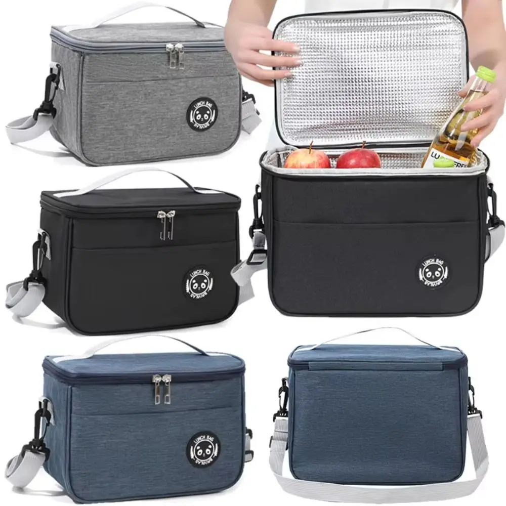 Large Capacity Lunch Bag with Adjustable Strap Thickened Camping Handbag Foldable Double Layer Cooler Box