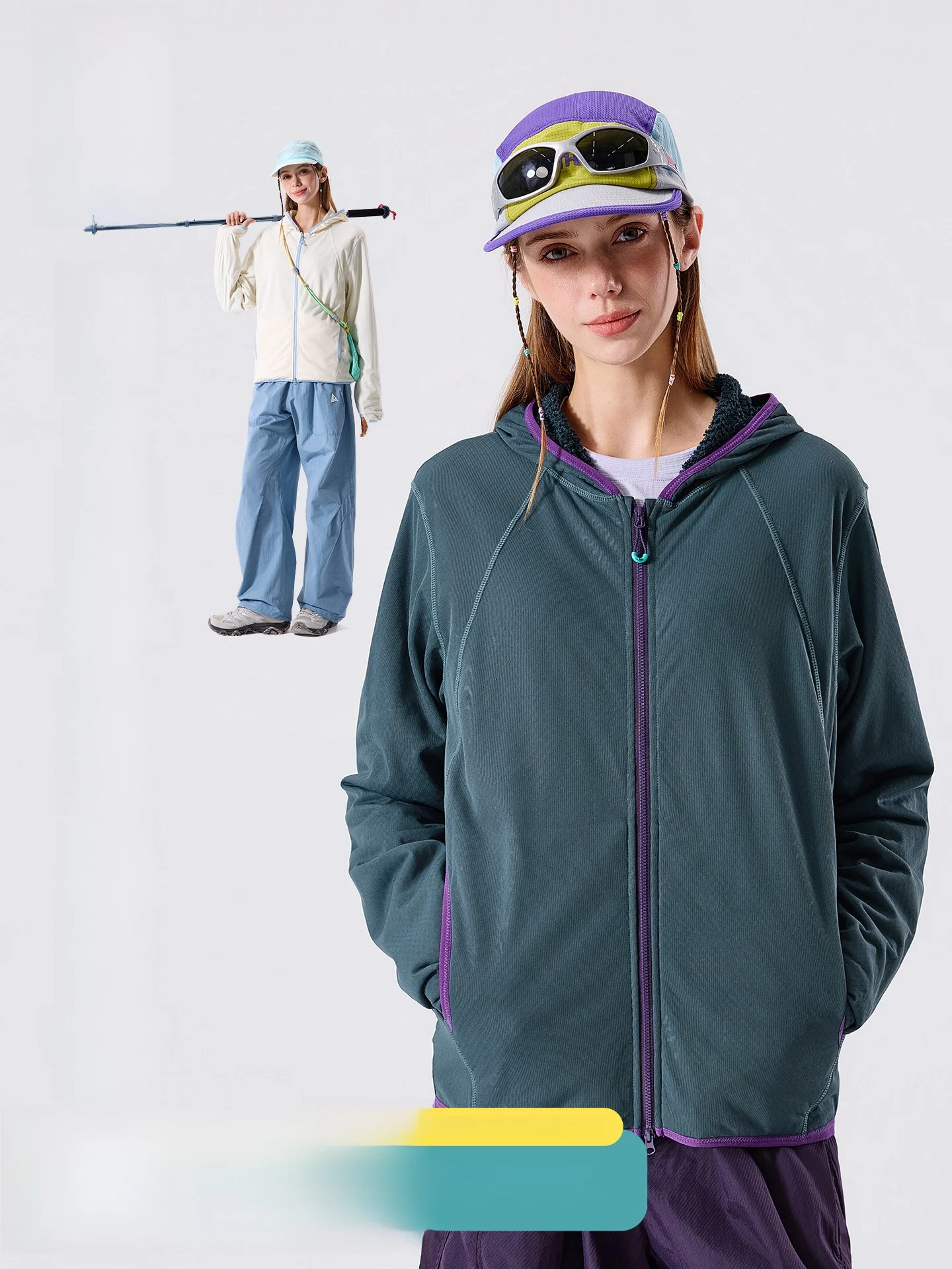 LAZY DAY Fleece Lined Hoodie Women's Outdoor Hiking Warmth Jacket Polyester Fiber Quick Dry Regular Fit Long Sleeve Coat