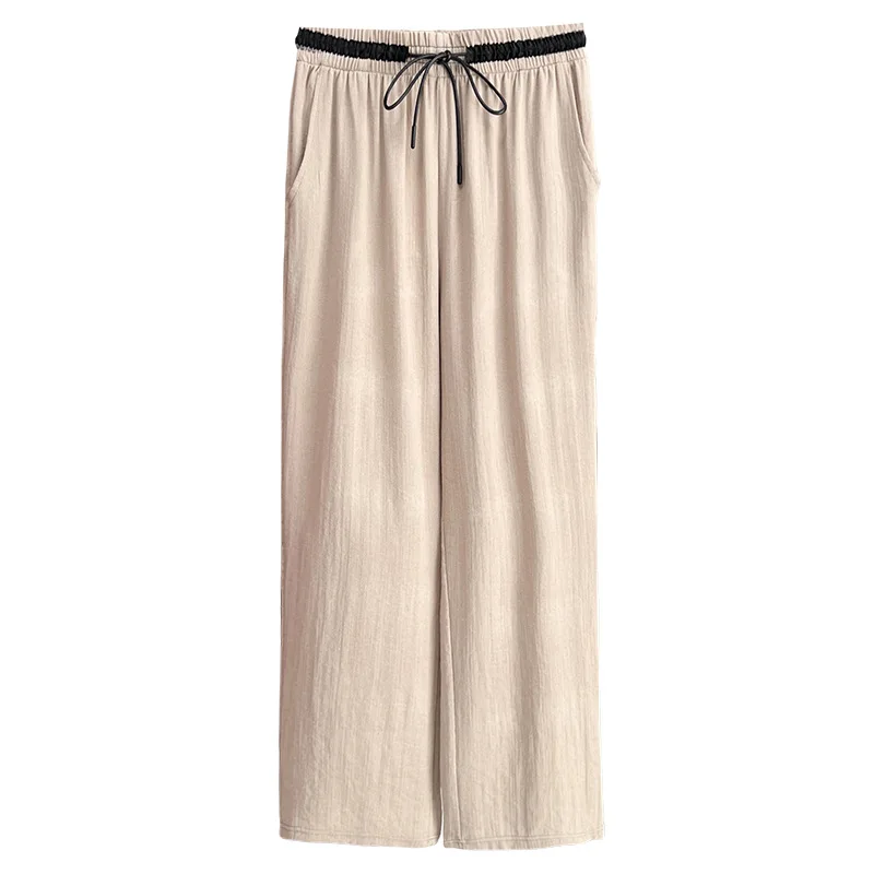 

100KG New Summer Casual Lyocell Linen Straight Leg Pants Plus Sized Women's Thin Trousers F443