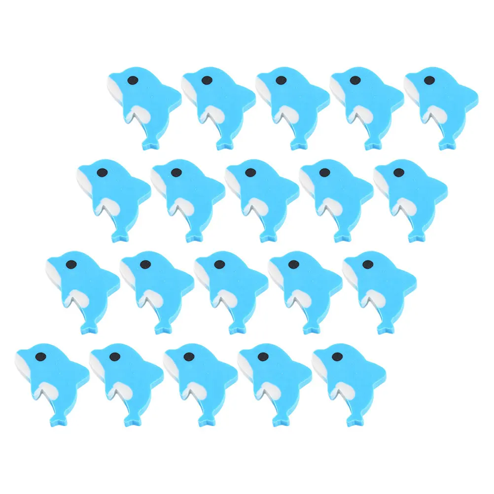 

20 Pcs Little Dolphin Eraser Erasers Enchanting Adorable Coastal Creature Cartoon Pupils