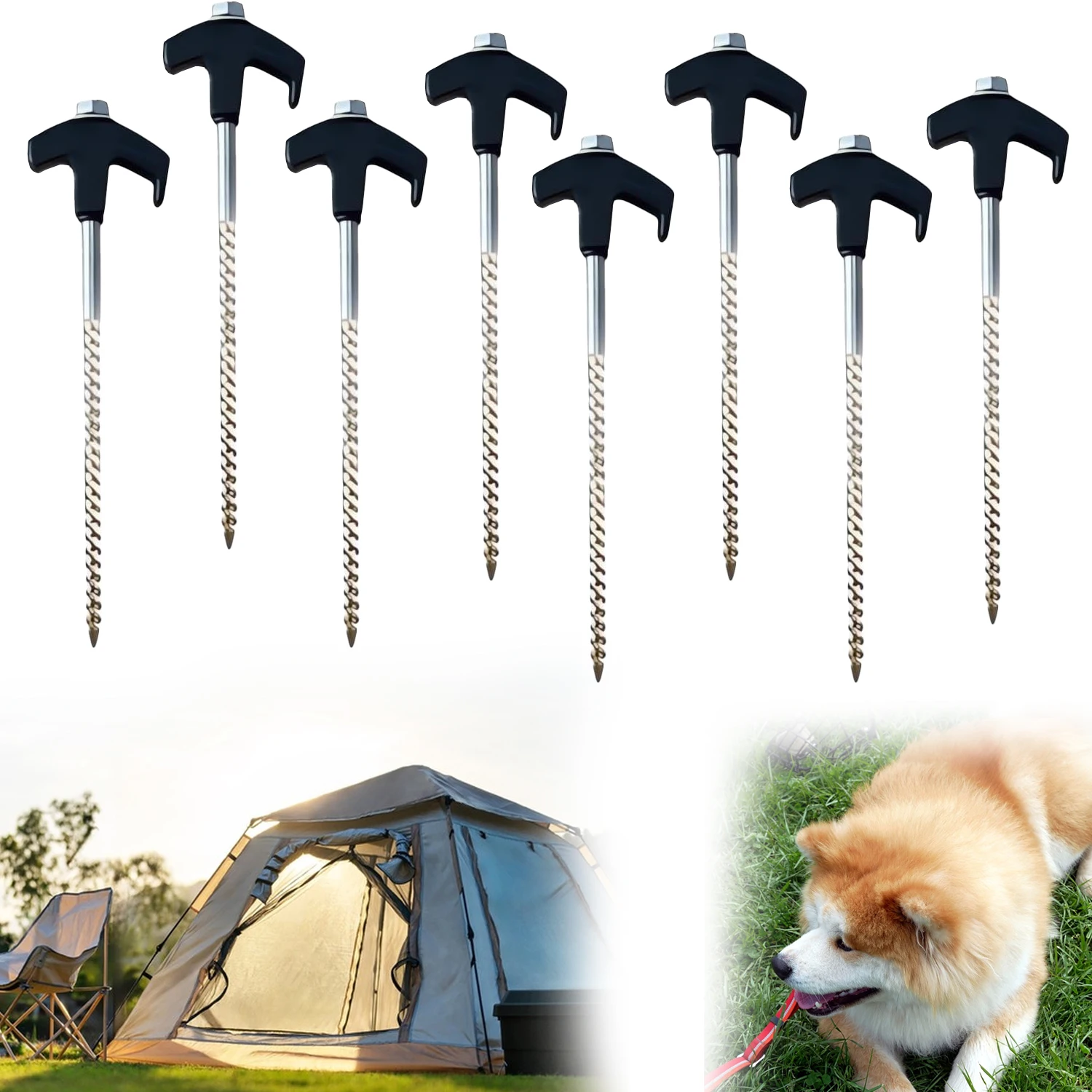 

8-inch screw in 8PCS outdoor camping screw in heavy-duty tent pile new anchor bolt heavy-duty screw