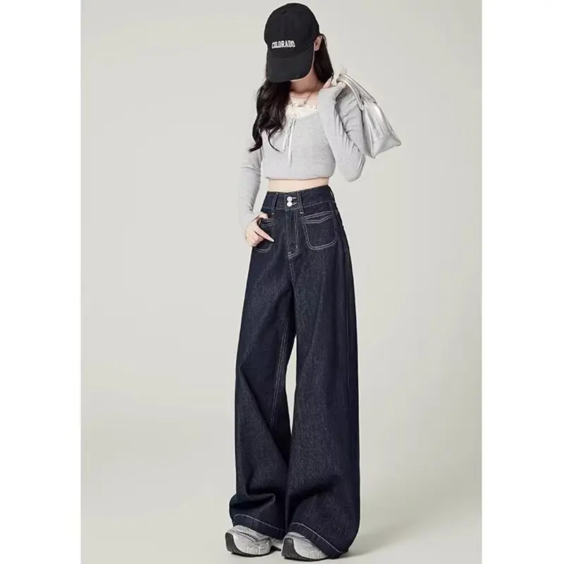 Pantalones vaqueros holgados para mujer, Vaqueros anchos para mujer, ropa de primavera para mujer, Jean Shoujo estilo niña, Jorts Coquette Y2k, ropa acampanada