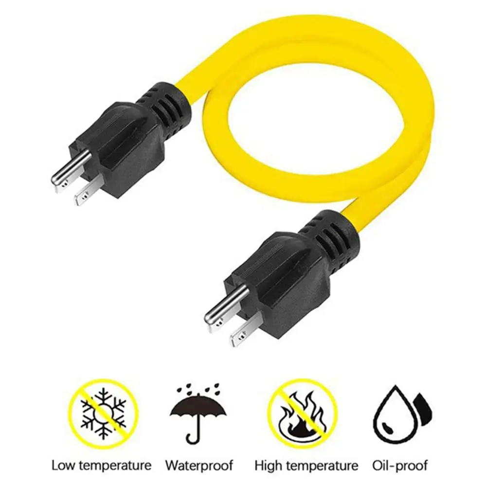 USA 3Pin Male to Female AC Household Cable Short Flat Plug 1 in Adapter Extension Cord 3 Plug 125V Power Power 15A 12AWG Co E4Z4