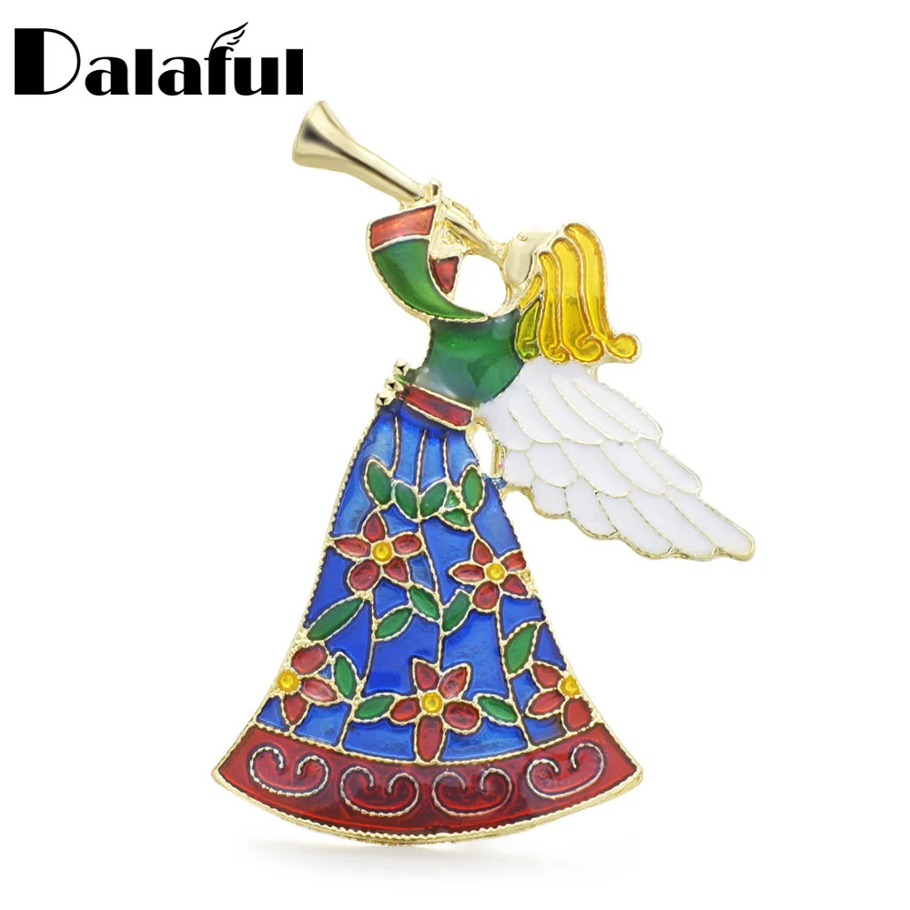 Unique Angel Wings Brooches Music Angel Colorful Enamel Flower Dress Brooch Pin for Women Jewelry Accessories Gifts Z066