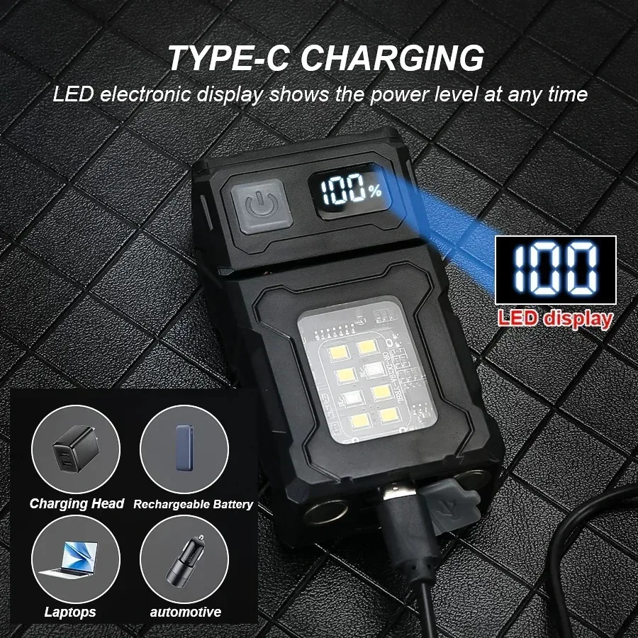 MINI USB Rechargeable LED Flashlight Portable Tail magnet flashlight Super Bright Camping Lantern Side COB emergency light image 4