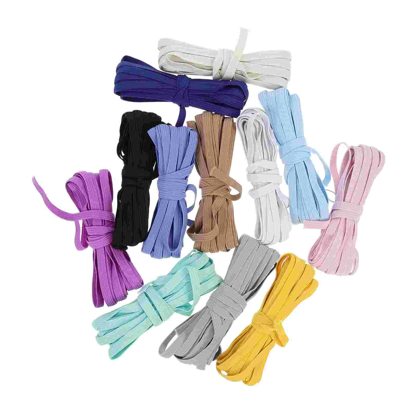 

12 Pcs DIY Flat Elastic Band for Pants Shoelace Bands Clothing Elastics Stripes Belt