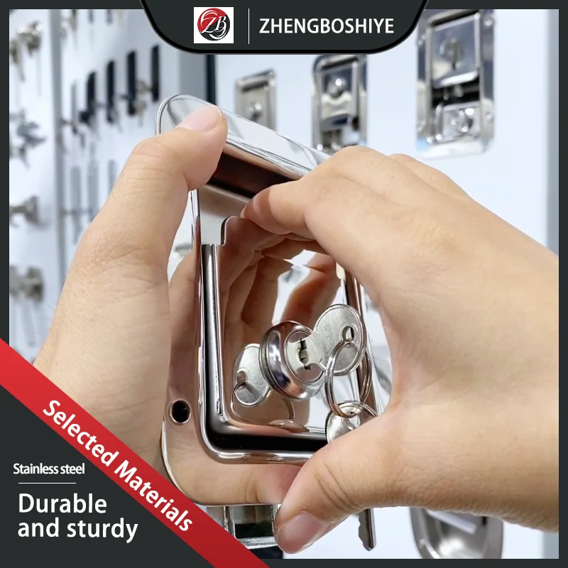 

304 Stainless Steel Pull Type Reinforced Flat Lock Engineering Machinery Embedded Door Lock Toolbox Car