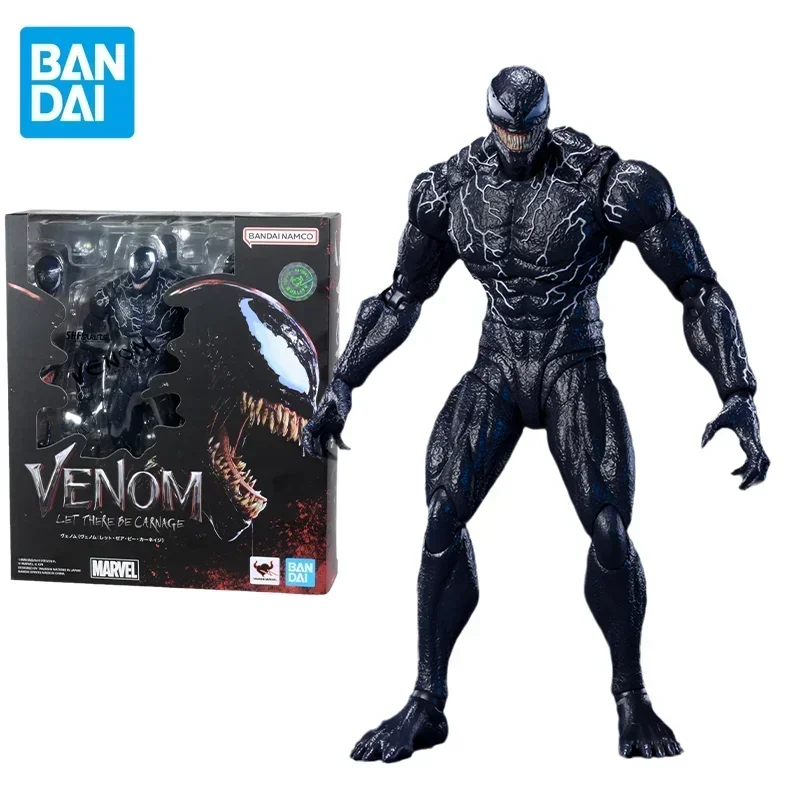 

In Stock Original Bandai SHF Marvel Universe Anime Figure Venom 2 Anime Action Figure Model Toys Collectible Doll Gifts for Kids