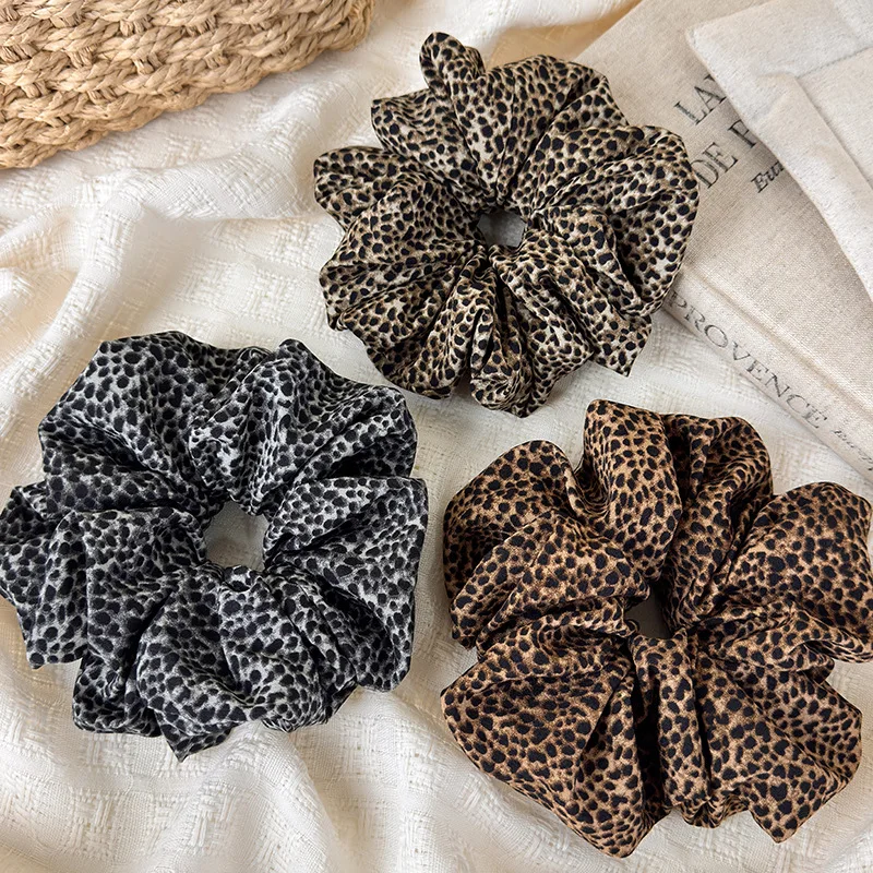 Retro Leopard-Print Thick Hair Tie, Maillard-Style Fabric Hair Tie, Atmospheric Low Ponytail Hair Tie and Hair Accessory