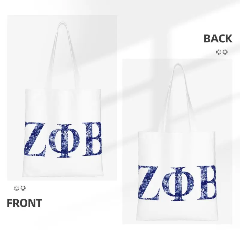 Zeta Phi Beta Logo Grocery Shopping Tote Bag Women Funny Canvas Shopper Shoulder Bag Big Capacity Handbag