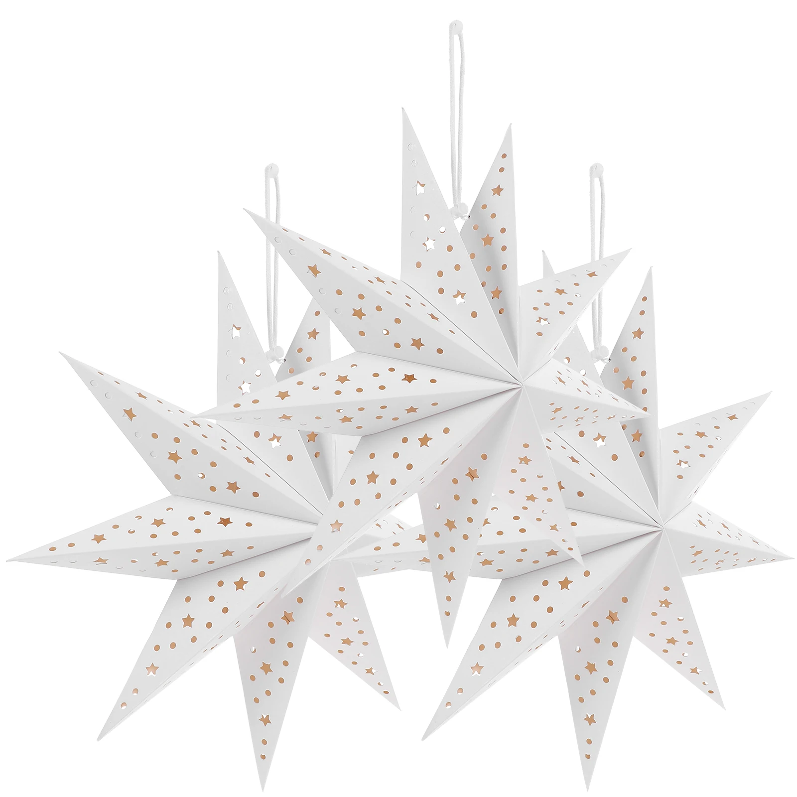 

3Pcs White 35cm Paper Lantern Shade Nine Pointed Star Christmas Decorative Lamp Shades for Party Indoor Lightingnaments