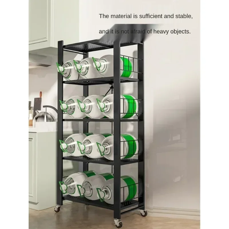 Storage Rack Installation-Free Metal Kitchen Floor Multi-Layer Microwave Oven Balcony Household Foldable Punch-Free
