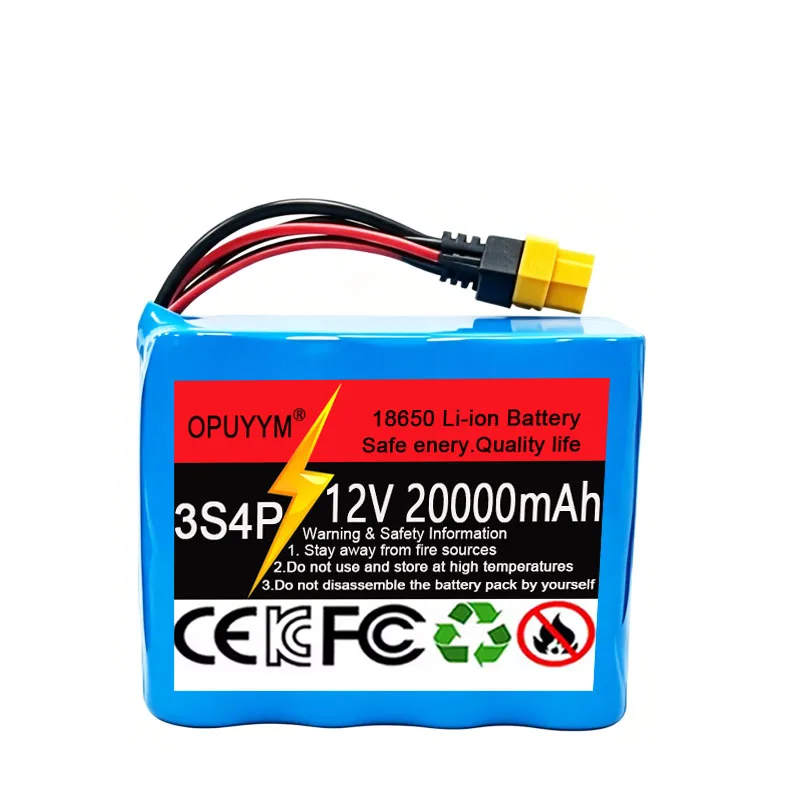 18650 3S4P Lithium Ion Battery 12V 20000mAh Built‑in BMS High Power Rechargeable for V030 GPS Remote Control Fishing Bait Boat view 4