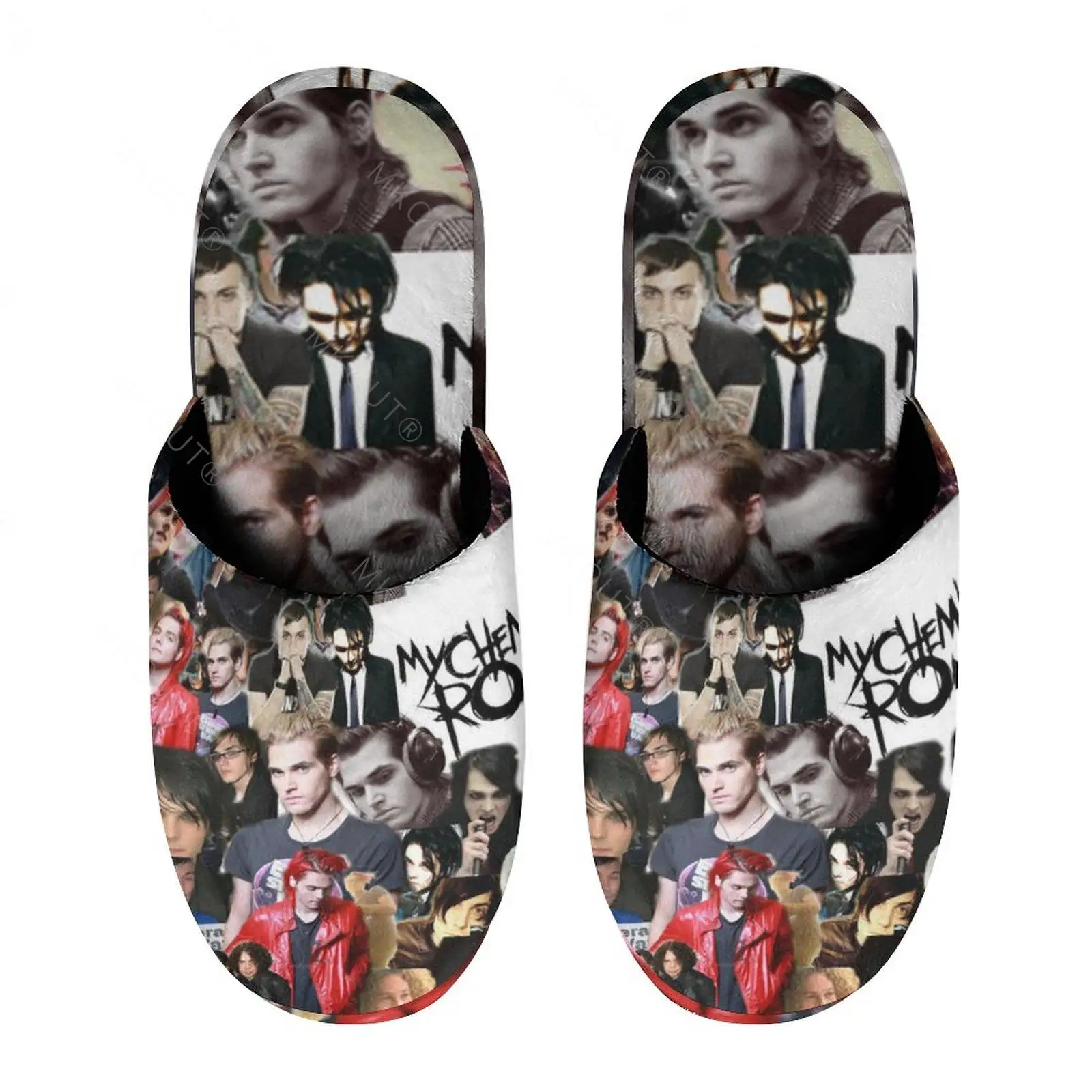 

My Chemical Romance (5) Warm Cotton Slippers For Men Women Thick Soft Soled Non-Slip Fluffy Shoes Indoor House Slippers Sandle