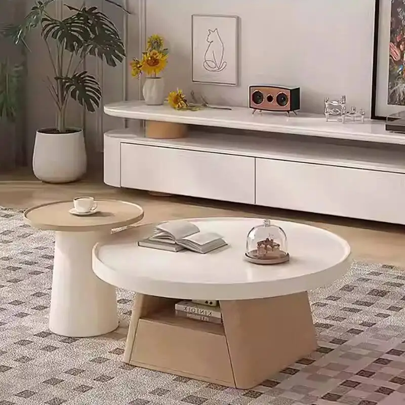 طاولات القهوة ذات التصميم الحديث، طاولة القهوة الفاخرة الخفيفة ذات الطراز البسيط، تخزين أنيق، أثاث غرفة المعيشة #3