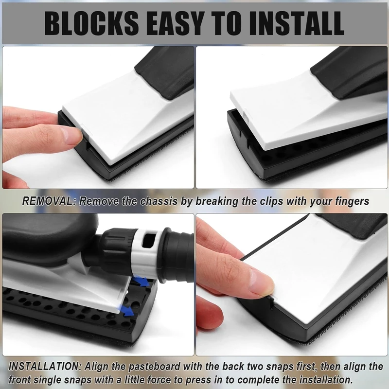 PWS Hand Sanding Block Dust Extraction Grinding Hand Sander Multi-Hole With Sandpaper For Wood Polishing Car Detailing