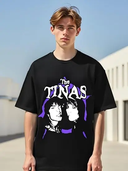 Vintage Emo-Musik-Duo-Grafik-T-Shirt Retro Punk Streetwear mit Lila Spritzer - Weiches Baumwoll-Rundhals-Shirt Y2k Rock Vintage-Bekleidung – Detail 5