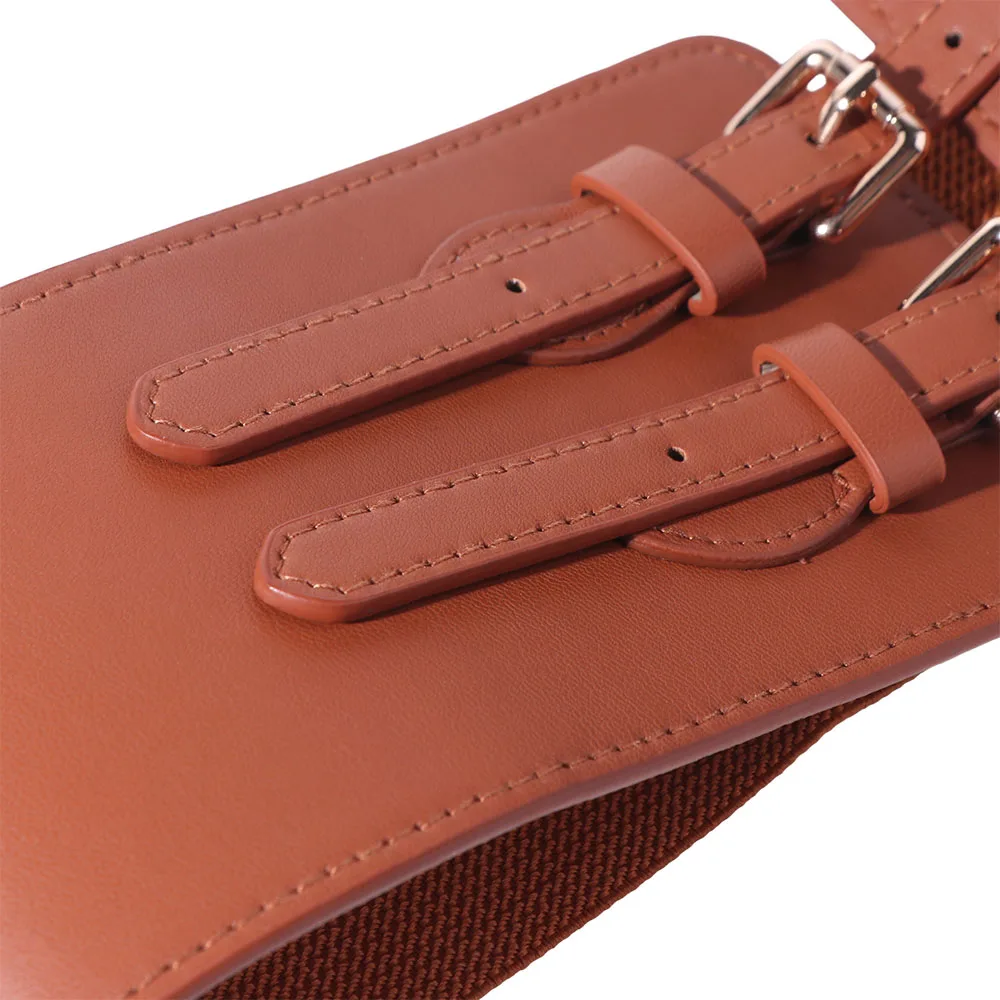 Fashion Adjustable PU Cummerbunds Leather Solid Color Corset Belt Waistband Slimming Wide Waist Corset Ladies