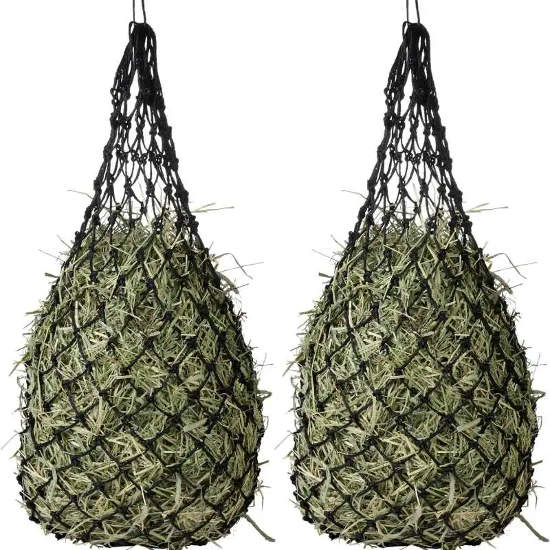 

Набор из 2 прочных регулируемых мешков для сена с завязками для лошадей, с отверстиями 2 дюйма, для медленного кормления