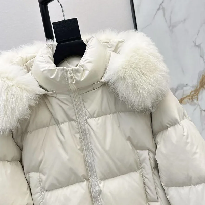 سترة نسائية كاجوال دافئة مقاومة للرياح، سترة عالية الجودة، 2025، شتاء، وصول جديد، طراز Y2K، سترة قصيرة بياقة من فرو الثعلب #6