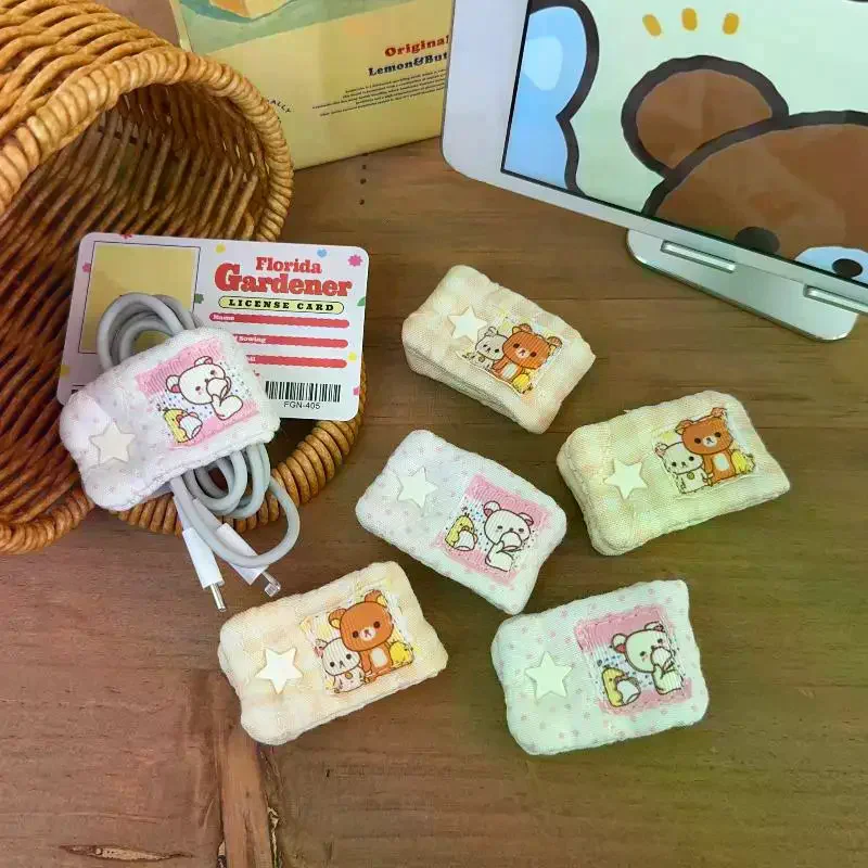 Cartoon Rilakkuma‌/Mashumaro Data Cable Storage Portable Charging Cable Fixed Organizer Portable Storage Tool