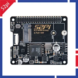 52Pi M.2 NVME M-Key PoE+ HAT & Active Cooler Kit For Raspberry Pi 5