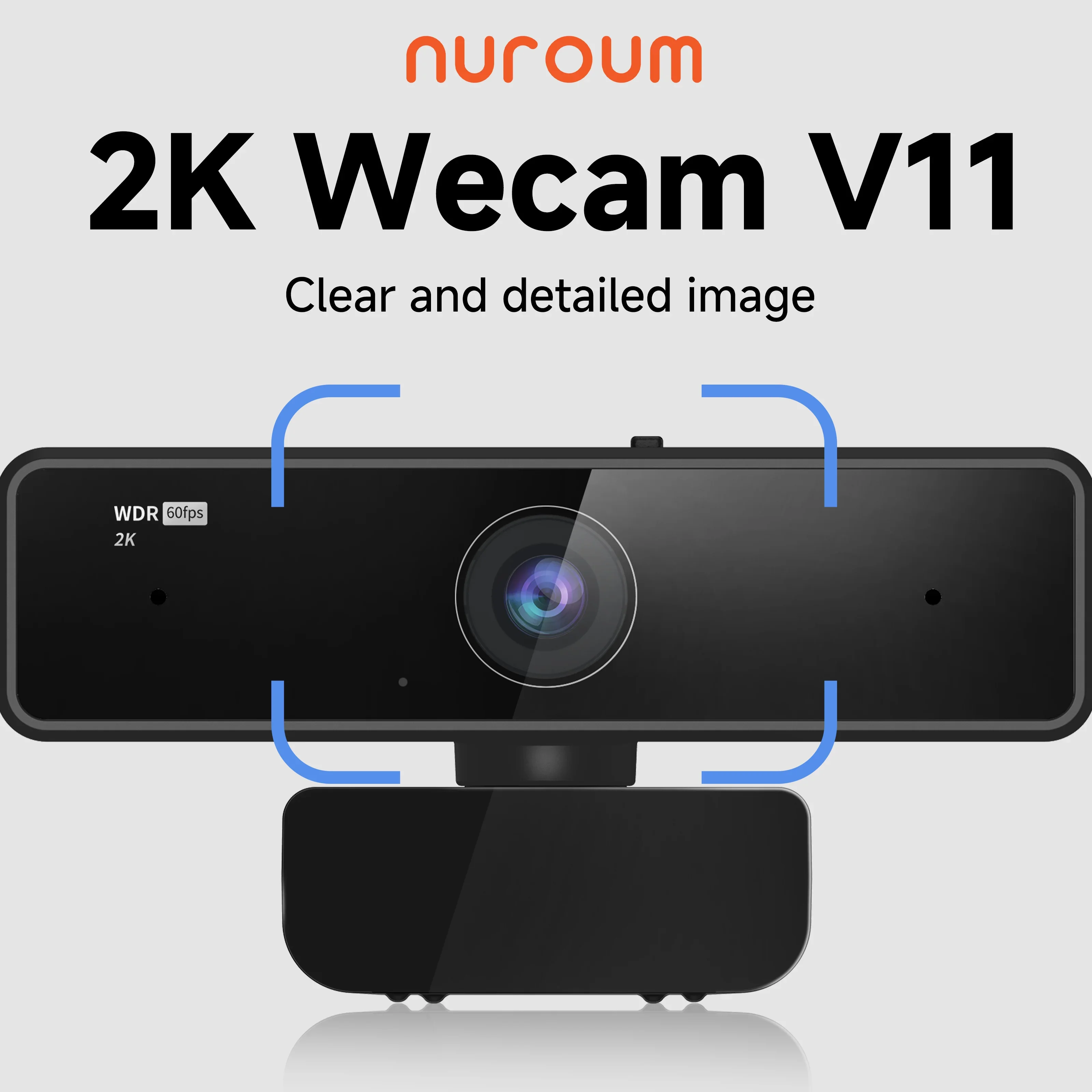 NUROUM V11 Webcam 2K com Microfone Duplo 1080P 60fps 1440P 30fps FHD Câmera Web Mini USB para PC Laptop