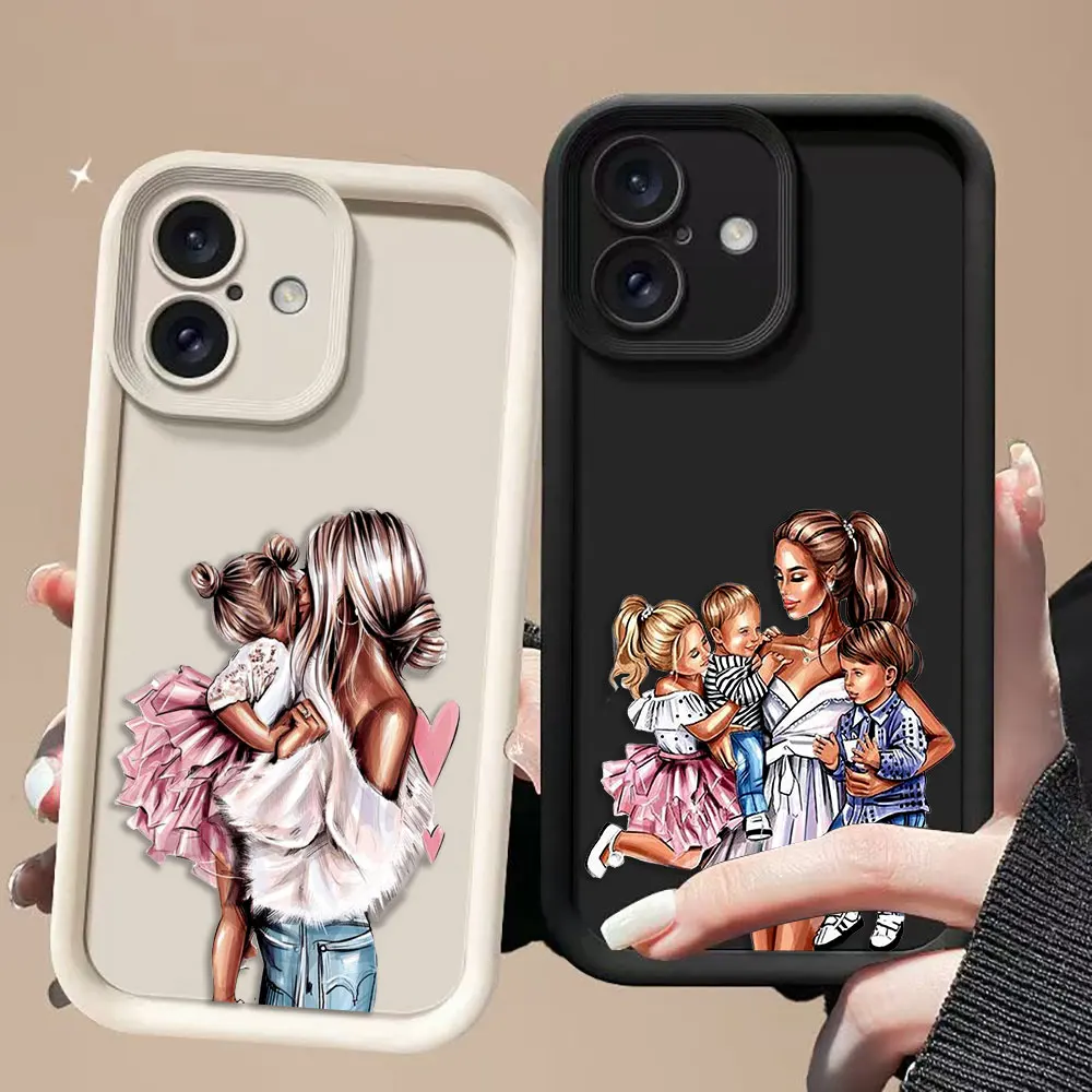 

Super Mom Fashion Girl Cover Phone Case For iPhone 17 AIR 16 16E 15 14 Plus PRO MAX Shockproof Soft Silicone Case Funda Shell