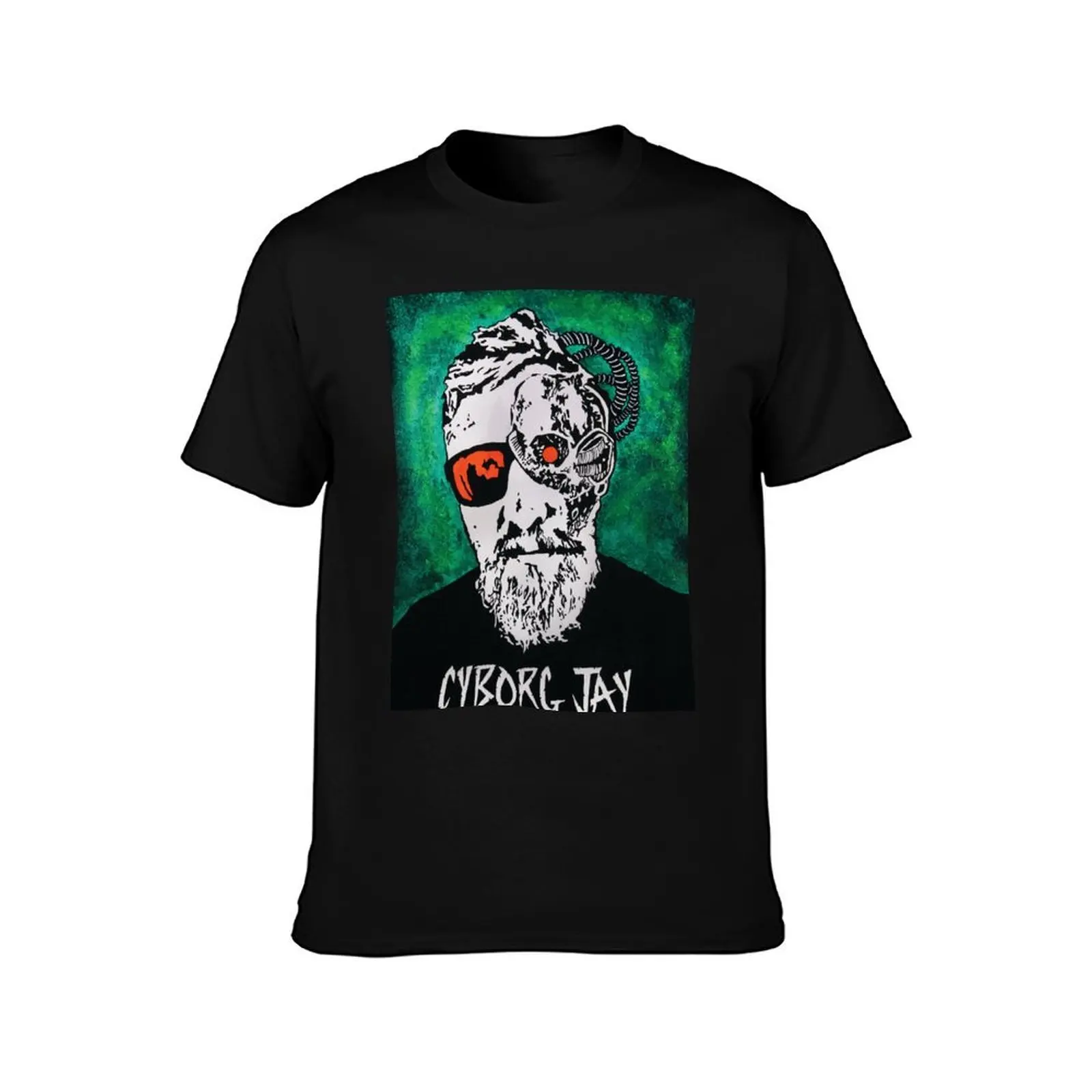 Cyborg Jay T-Shirt, Summer Casual Cotton Tee, Oversized Streetwear Tops, Vintage Graphic Print, Loose Fit Short Sleeve