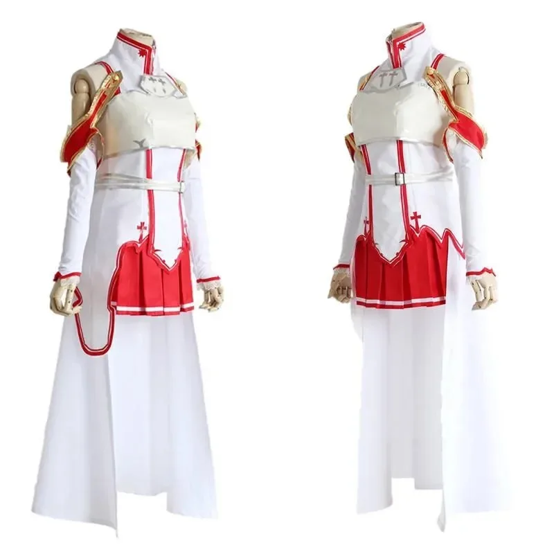 مجموعة كاملة من ملابس بدلة المعركة Sao Asuna Yuuki مع W Juh Anime Sword Art Online Asuna التأثيرية فستان موحد لجميع القديسين