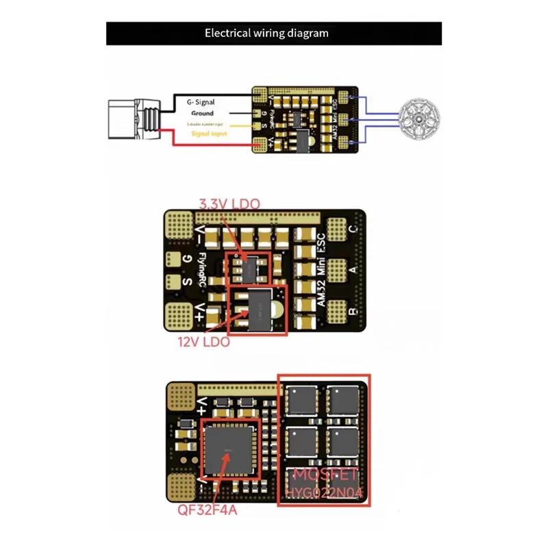 B04B-AM32 ESC 40A 32-Bit Electronic Speed Controller 6-30V, 2-6S Support, Sine Wave Startup For FPV Drone And RC Car
