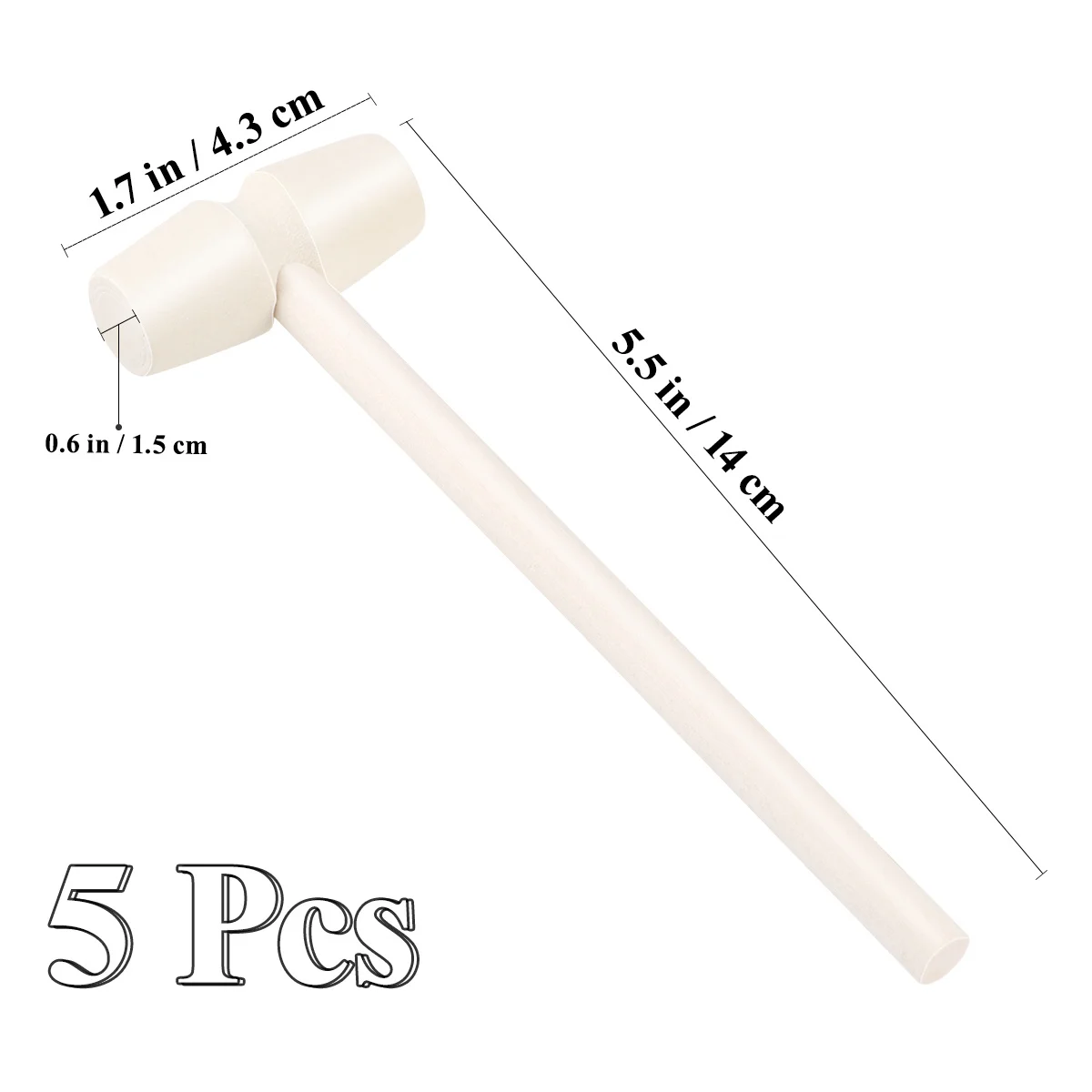 5pcs Mini Wooden Hammer Mallet Pounding Smooth Safe Solid Wood Environmental Paint For Toddlers Hand Eye Coordination