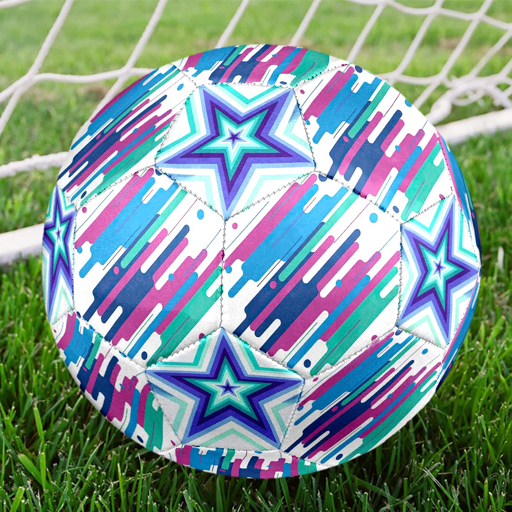 Geometric Star Size 5 Soccer Ball Machine-Stitched Indoor/Outdoor Universal Football Ideal for Soccer Enthusiasts Birthday Gift
