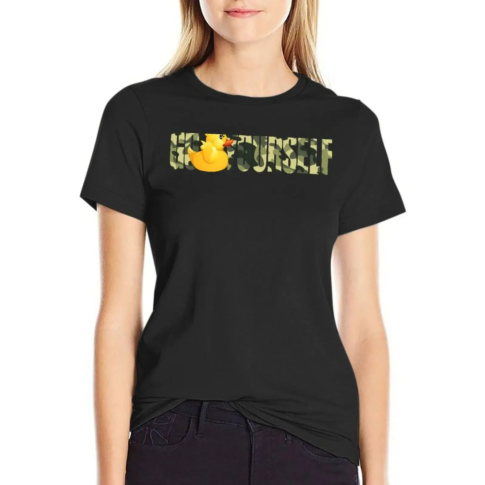 Go Duck Yourself - Funny Cartoon T-Shirt tops animal print shirt for girls oversized Women tops