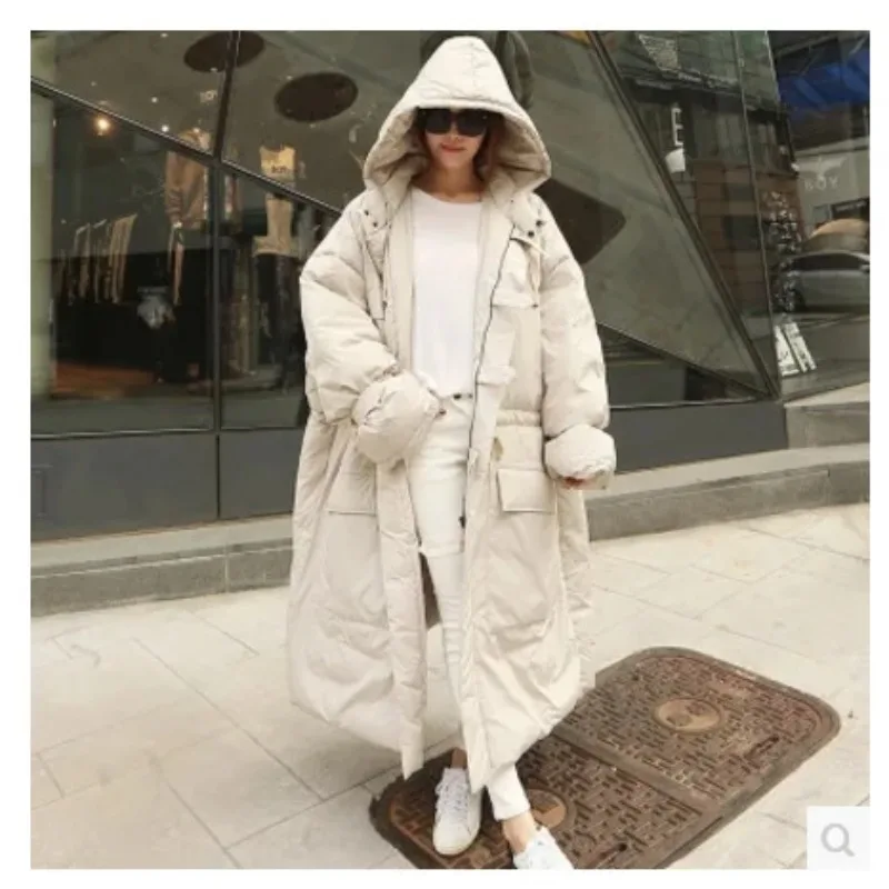 

SuperAen Winter Korean Long Loose Cotton Hooded Oversized Cotton Jacket Thickened Warm Cotton Parka Coat