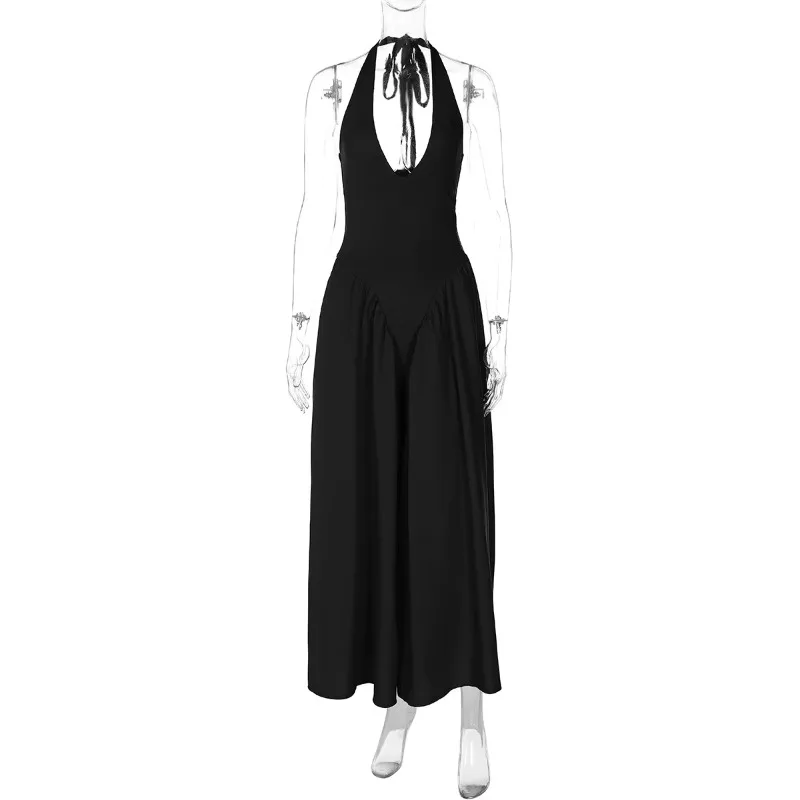 Talenza Backless Diepe V Gesplitste Lange Jurk Zomer Sexy Feestjurk Voor Dames Halter Nieuwe Mode Slanke Witte Mouwloze Lange Jurk