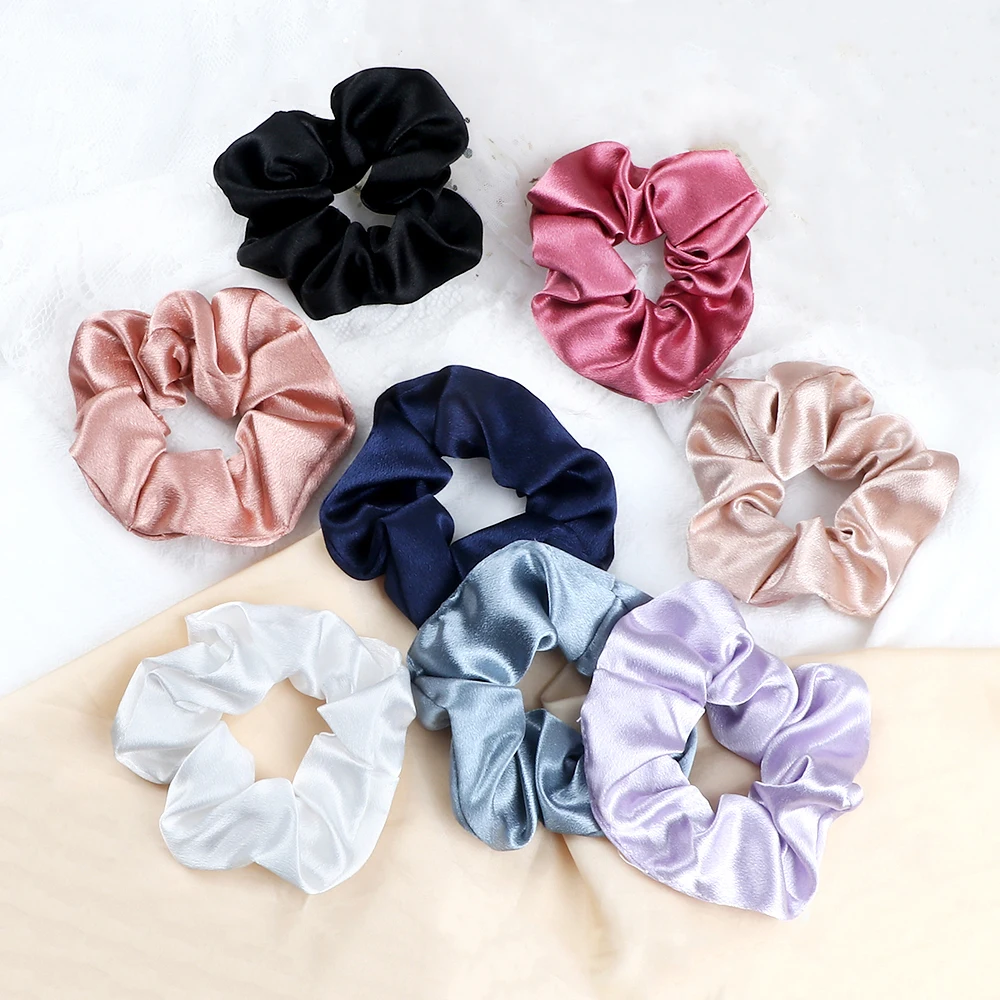 3PCS/Set Glossy Satin Hair Bands Tie Simple Colors Rubber Band For Women Girls Elegant Fashion Hair Accessories Elastic Headwear