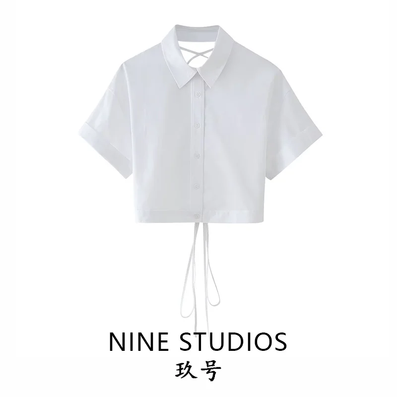 

Casual Pure Color ort Sve irt Ba Strap Women's Top Commute Sle Loose Fit UV Protection Polyester Fiber Collar