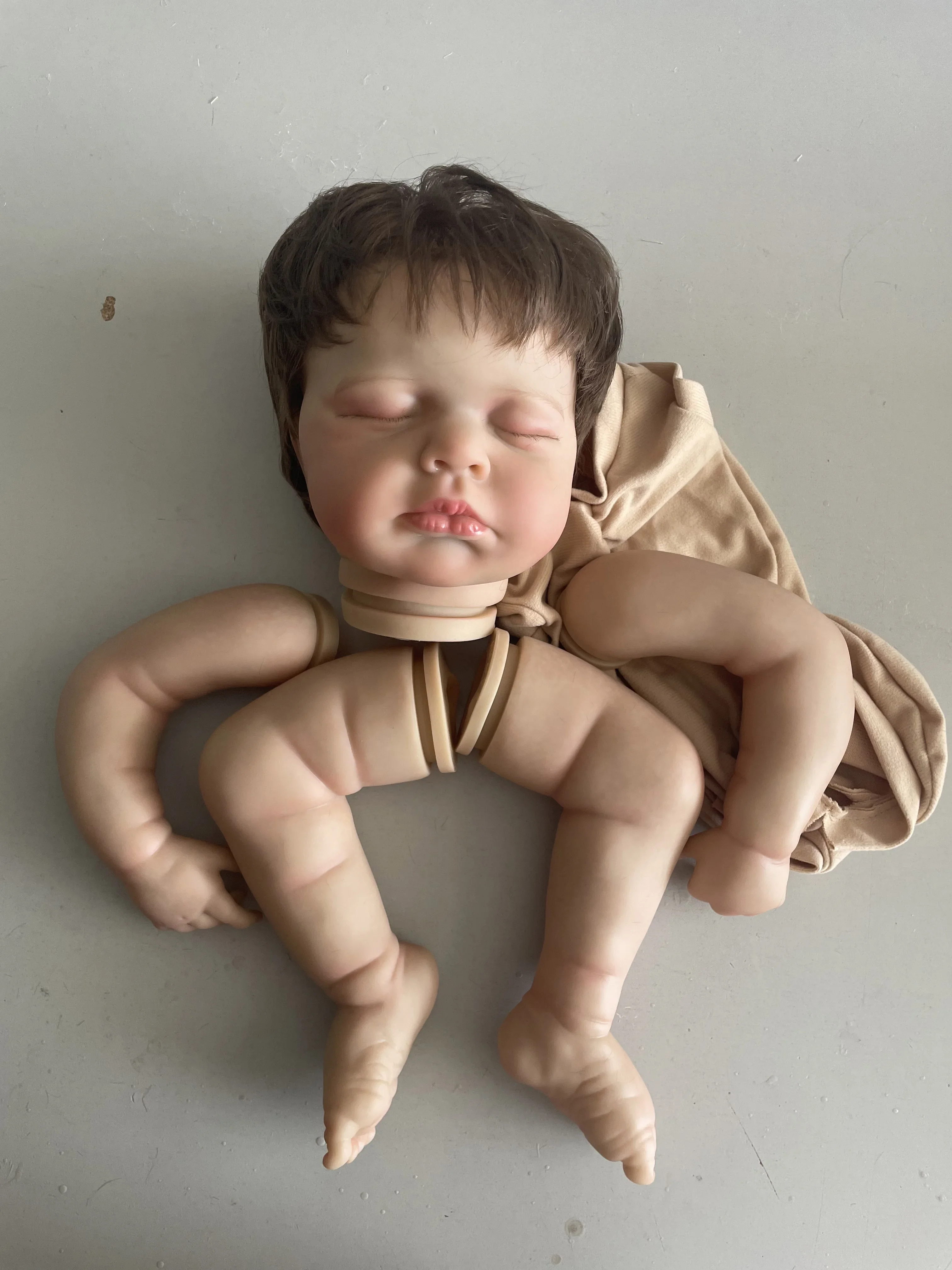 48 سنتيمتر تولد من جديد مجموعات الدمى Loulou مع الجلد ثلاثية الأبعاد Venis العديد من التفاصيل أجزاء الدمية المفككة مع الجسم والعيون القماش