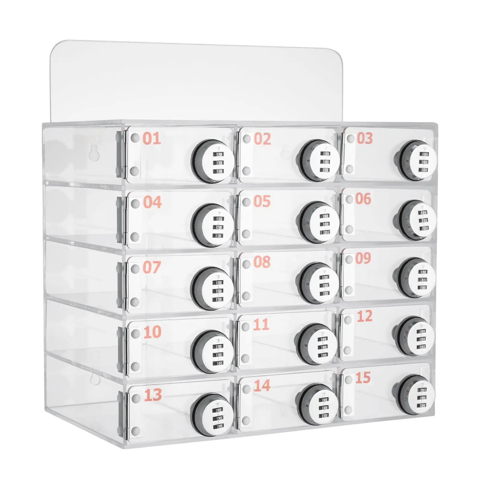 

Cell Phone Storage Locker, 15 Slots Acrylic Material with Digit Combination Lock, Wall-Mounted Phone Storage for School, Acrylic
