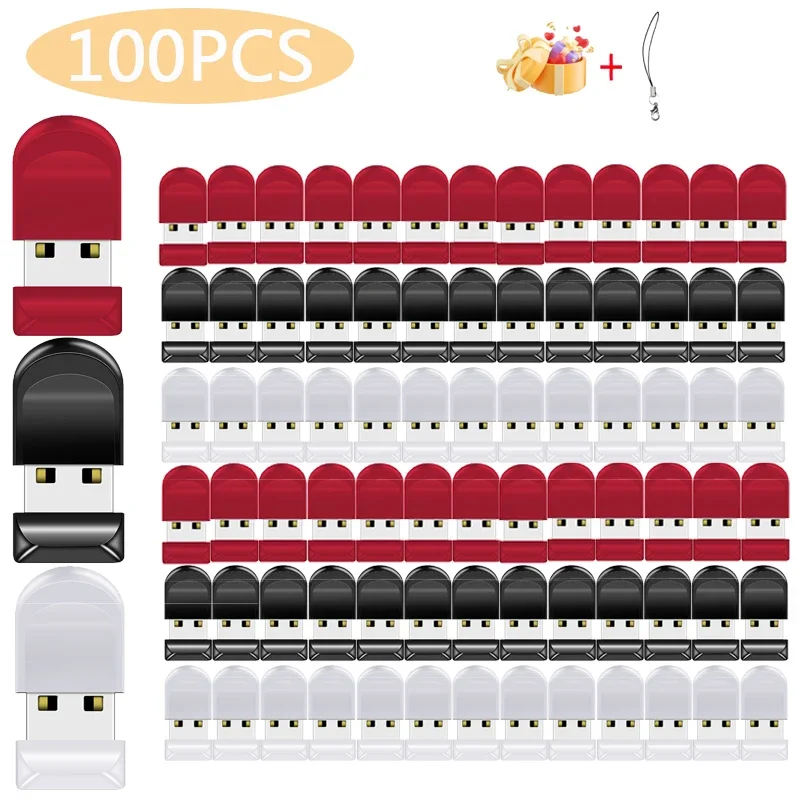 100 PCS LOT High Speed Pendrive 128GB Super Mini  USB Flash Drive 64GB Cute Red Memory Stick 32GB Plastic Pen Drive 16GB 8GB 4