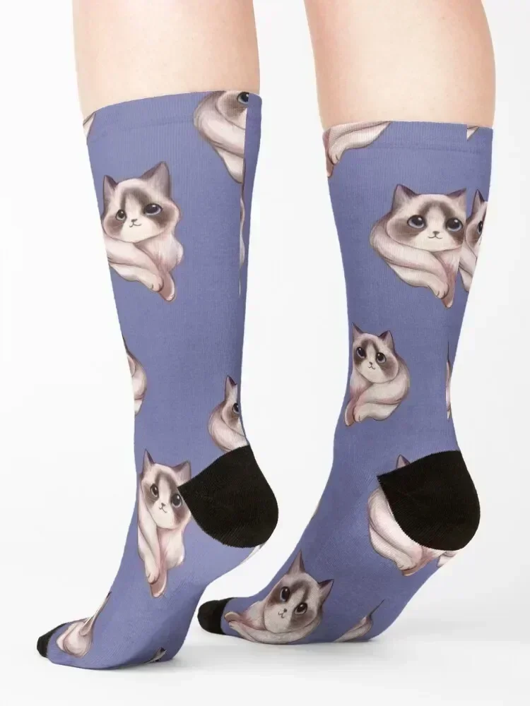 Lavender Ragdoll Cat Blue Eyes Painting Socks gift aesthetic anti-slip funny sock Socks Male Women's