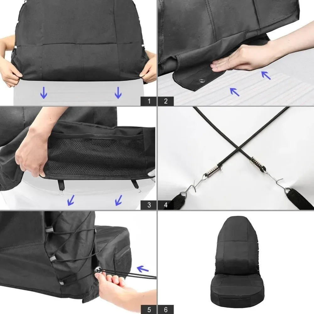 Oxford Cloth Car Front Seat Cover Waterproof Organizer Pocket Seat Protector Adjustable Size Durable Seat Back Organizer
