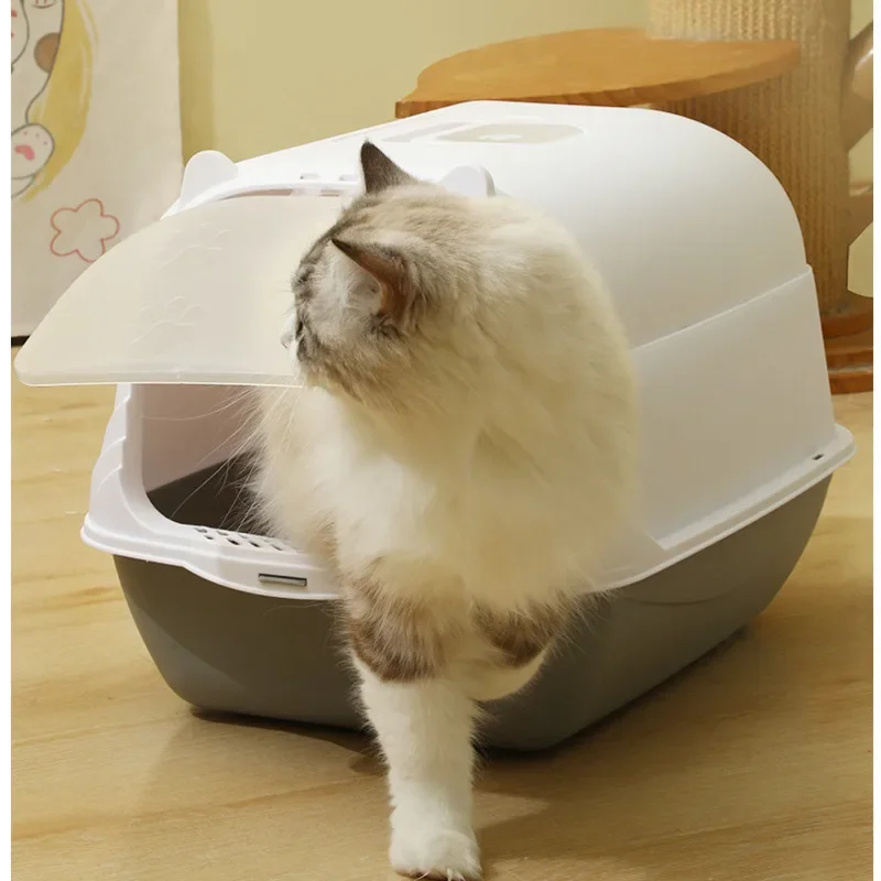 Large Enclosed Cat Toilet with Splash-Proof High Side Removable Top Cover Easy-Clean Sandbox for Cats Spacious Litter Tray 