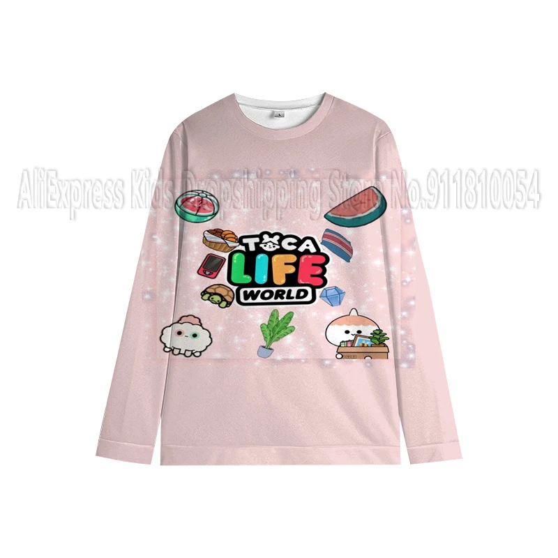 Toca Life World Sweatshirt Kids Funny Sudadera Boys Girls Cartoon Figure Print Anime Hoodless Pullover